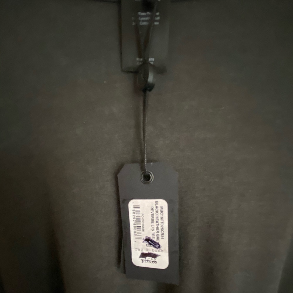 rag and bone Black/Heather Grey Reverse LS Shirt - Picture 8 of 8